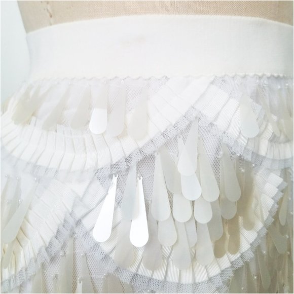 BCBG Max Azria Womens White Sequins Mini Skirt Snowflake NWT - Picture 5 of 13